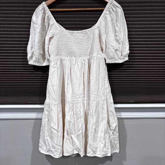 American Eagle Puff Sleeve Babydoll Dress Cream SZ: Small - Picture 9 of 15